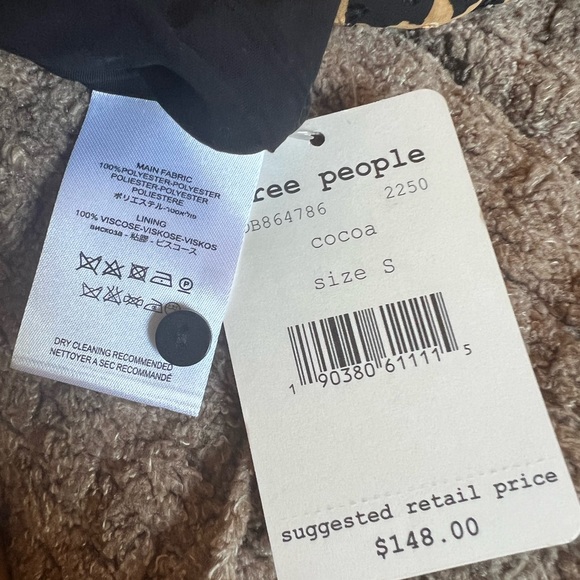 Free People New NWT! Leopard cocoa wrap mini dress S Small brand new - Picture 5 of 5